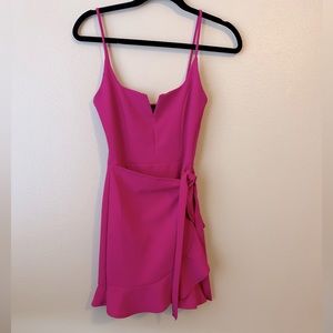Lulu’s Fuchsia Pink Mini Half Wrap Strappy Dress